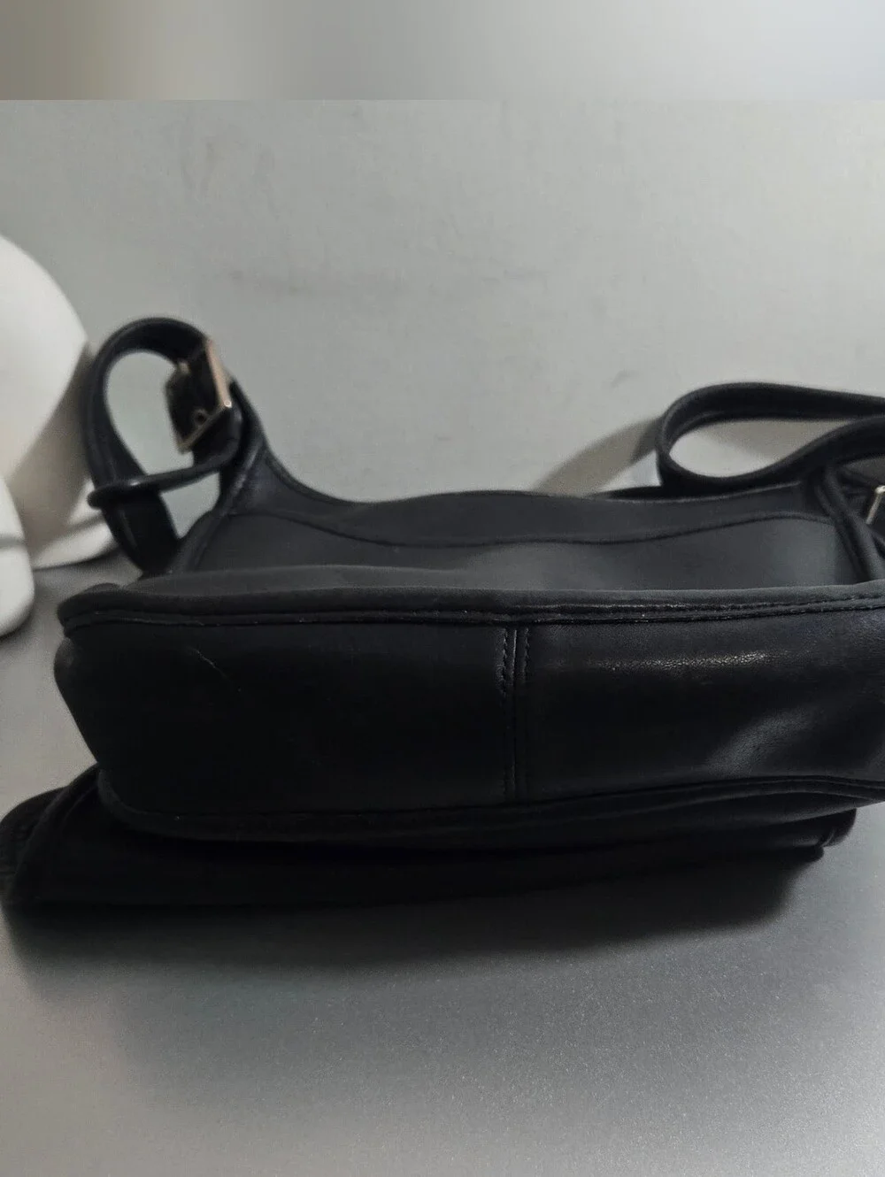 Vintage Coach Black Leather Flap Crossbody Bag Style 9144 Made in Mexico